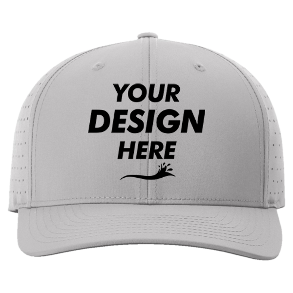 Richardson Laser Perf R-Flex Cap, Grey, Front view, Mockup
