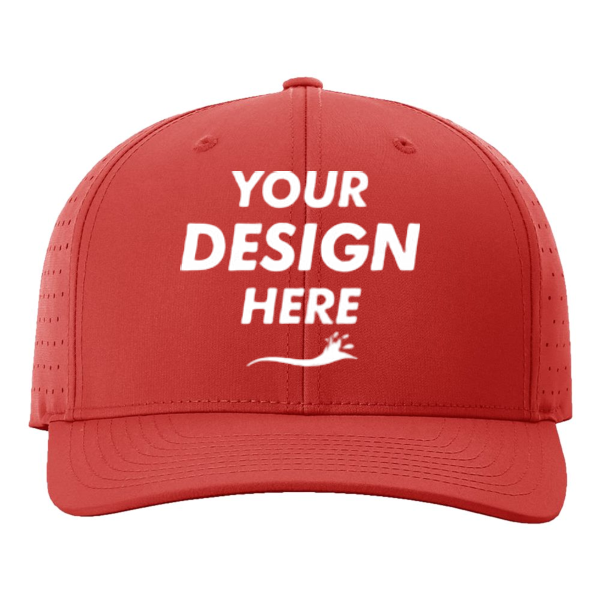 Richardson Laser Perf R-Flex Cap, Red, Front view, Mockup