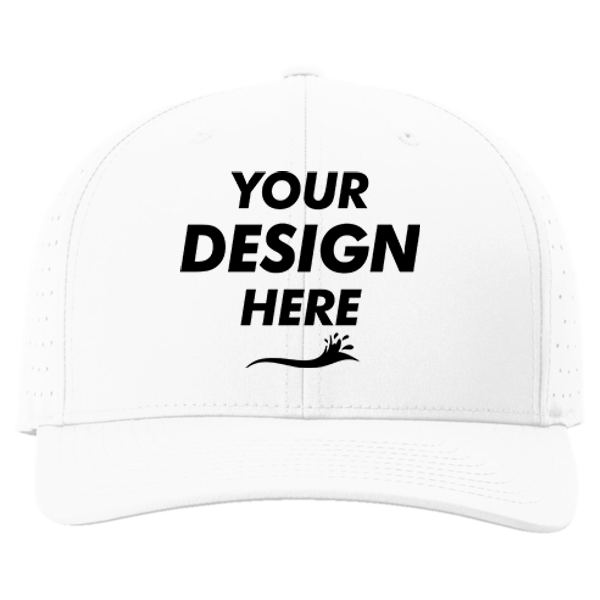 Richardson Laser Perf R-Flex Cap, White, Front view, Mockup