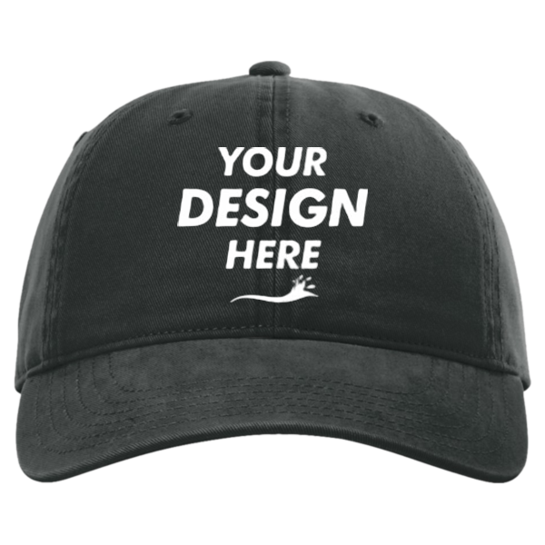 Richardson Peach Twill Dad Hat, Army Green, Front view, Mockup