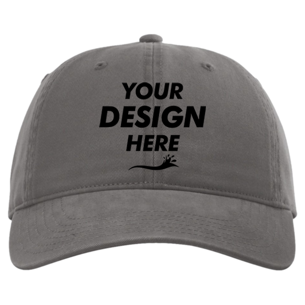 Richardson Peach Twill Dad Hat, Charcoal, Front view, Mockup