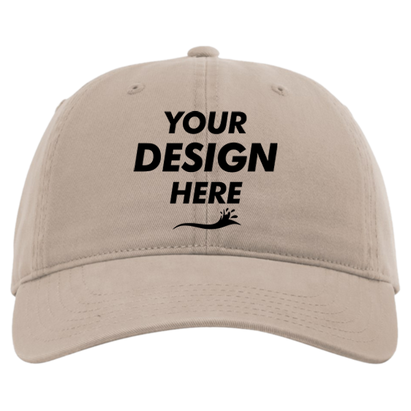 Richardson Peach Twill Dad Hat, Dark Khaki, Front view, Mockup