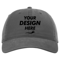 Richardson Peach Twill Dad Hat, Grey, Front view, Mockup