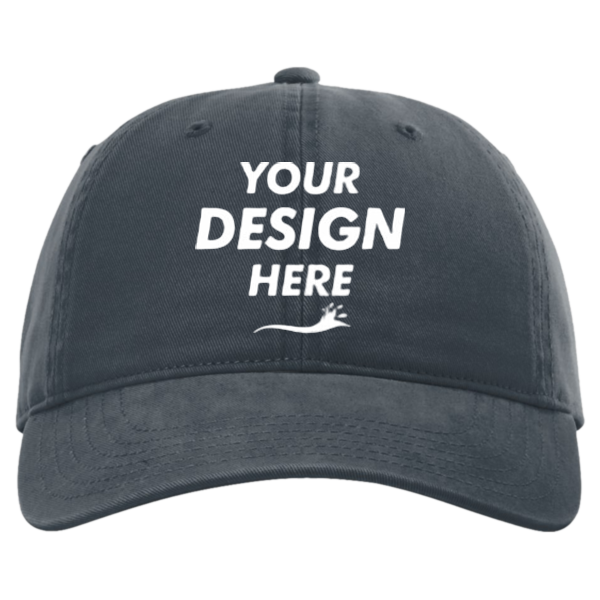 Richardson Peach Twill Dad Hat, Navy, Front view, Mockup