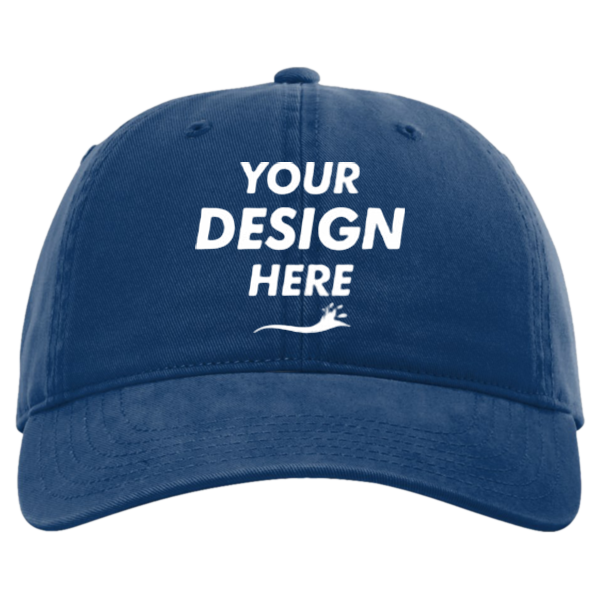Richardson Peach Twill Dad Hat, Royal, Front view, Mockup