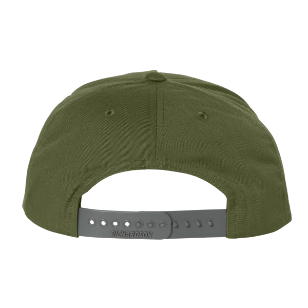 Richardson Pinch Front Structured Snapback Trucker Cap, Army Olive, Back view