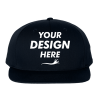 Richardson Pinch Front Structured Snapback Trucker Cap, Black, Front view, Mockup