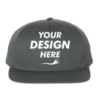 Richardson Pinch Front Structured Snapback Trucker Cap, Flint Grey, Front view, Mockup