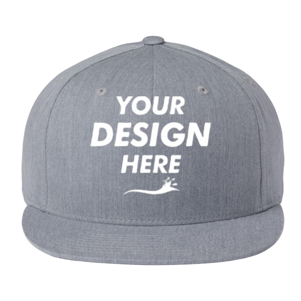 Richardson Pinch Front Structured Snapback Trucker Cap, Heather Grey, Front view, Mockup