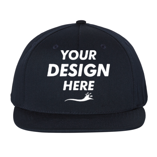Richardson Pinch Front Structured Snapback Trucker Cap, Navy, Front view, Mockup