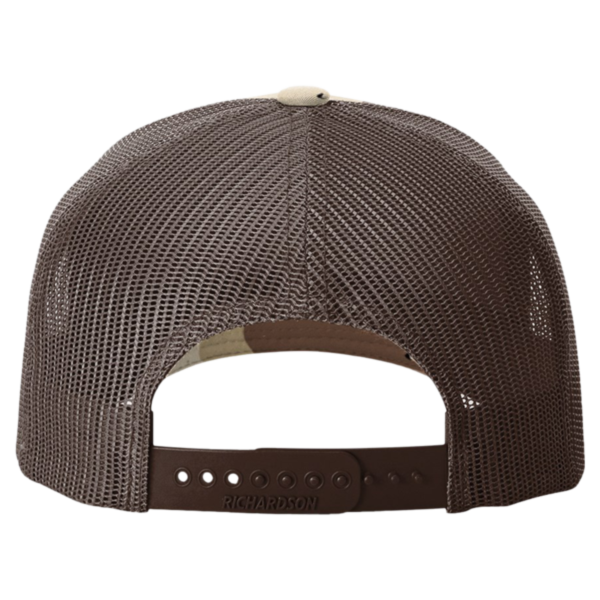 Richardson Printed Five-Panel Trucker Cap, Desert Camo / Brown, Back view