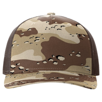 Richardson Printed Five-Panel Trucker Cap, Desert Camo / Brown, Front view