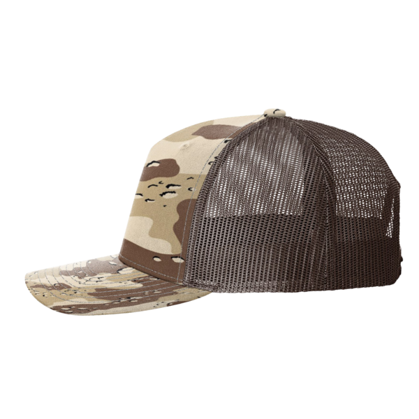 Richardson Printed Five-Panel Trucker Cap, Desert Camo / Brown, Left Side view