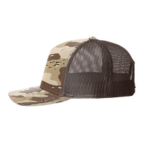 Richardson Printed Five-Panel Trucker Cap, Desert Camo / Brown, Left Side view
