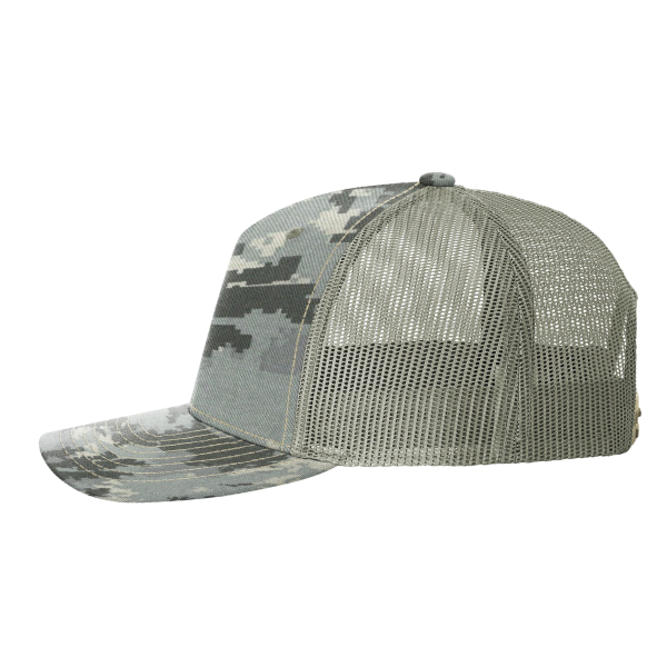 Richardson Printed Five-Panel Trucker Cap, Digital Camo / Light Green, Left Side view