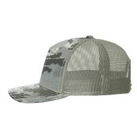 Richardson Printed Five-Panel Trucker Cap, Digital Camo / Light Green, Left Side view