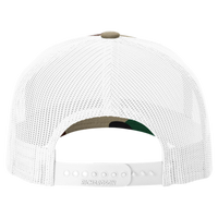 Richardson Printed Five-Panel Trucker Cap, Green Camo / White, Back view