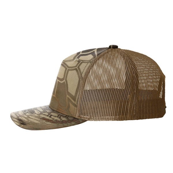 Richardson Printed Five-Panel Trucker Cap, Kryptek Highlander / Buck, Left Side view