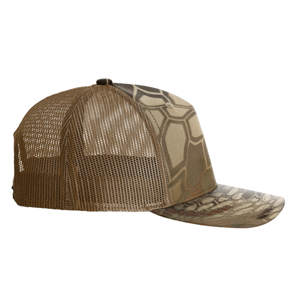 Richardson Printed Five-Panel Trucker Cap, Kryptek Highlander / Buck, Right Side view