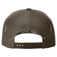 Richardson Printed Five-Panel Trucker Cap, Mossy Oak Habitat / Brown, Back view