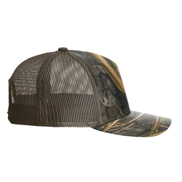 Richardson Printed Five-Panel Trucker Cap, Mossy Oak Habitat / Brown, Right Side view