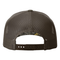 Richardson Printed Five-Panel Trucker Cap, Realtree Max-1 / Brown, Back view