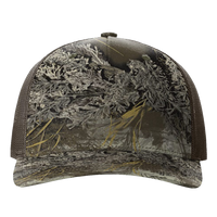 Richardson Printed Five-Panel Trucker Cap, Realtree Max-1 / Brown, Front view