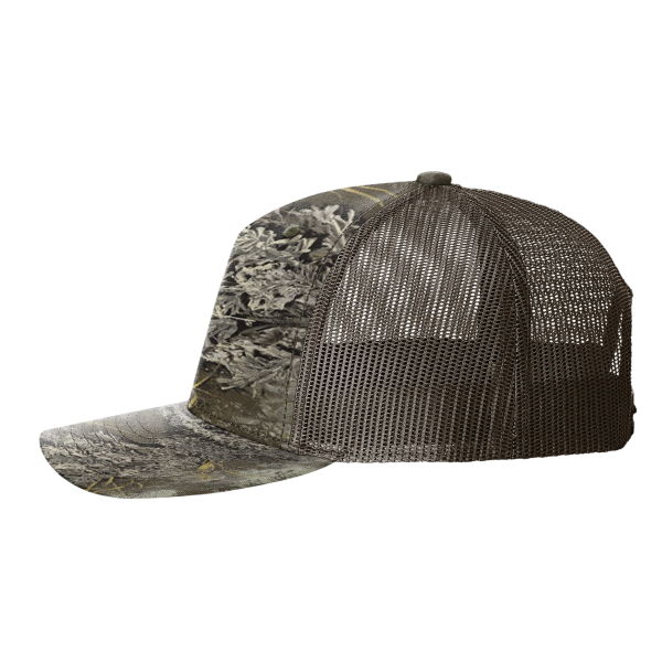 Richardson Printed Five-Panel Trucker Cap, Realtree Max-1 / Brown, Left Side view
