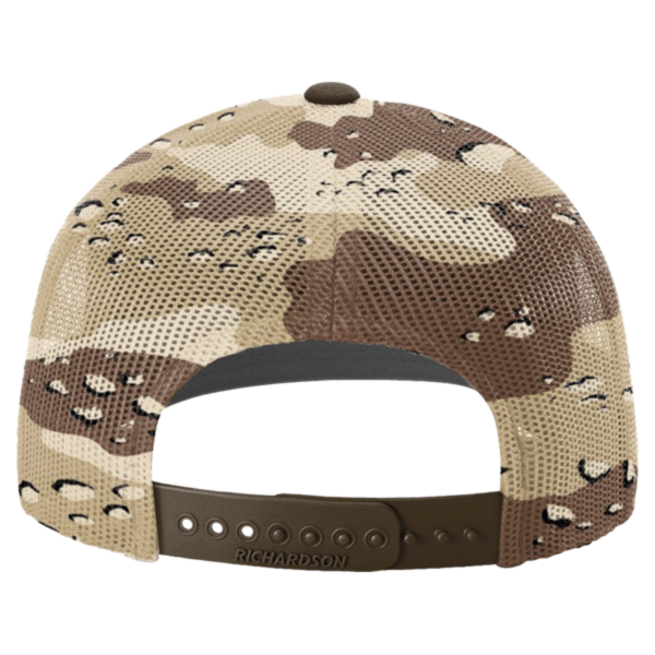 Richardson Printed Mesh Trucker Cap, Brown / Desert Camo, Back view
