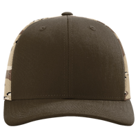 Richardson Printed Mesh Trucker Cap, Brown / Desert Camo, Front view
