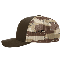 Richardson Printed Mesh Trucker Cap, Brown / Desert Camo, Left Side view