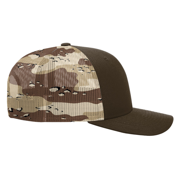 Richardson Printed Mesh Trucker Cap, Brown / Desert Camo, Right Side view