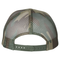 Richardson Printed Mesh Trucker Cap, Loden / Green Camo, Back view