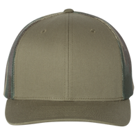 Richardson Printed Mesh Trucker Cap, Loden / Green Camo, Front view
