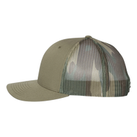 Richardson Printed Mesh Trucker Cap, Loden / Green Camo, Left Side view