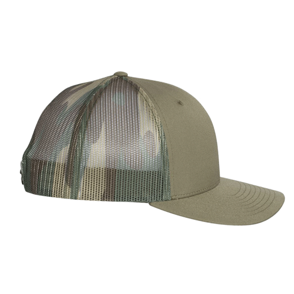 Richardson Printed Mesh Trucker Cap, Loden / Green Camo, Right Side view