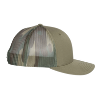 Richardson Printed Mesh Trucker Cap, Loden / Green Camo, Right Side view