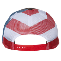 Richardson Printed Mesh Trucker Cap, Mossy Oak Break-Up Country / Stars & Stripes, Back view