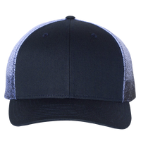 Richardson Printed Mesh Trucker Cap, Navy / Navy To White Fade, Front view