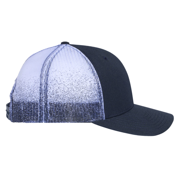 Richardson Printed Mesh Trucker Cap, Navy / Navy To White Fade, Right Side view