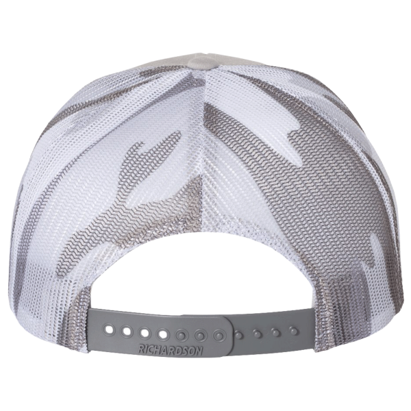 Richardson Printed Mesh Trucker Cap, Silver / Grey Camo, Back view