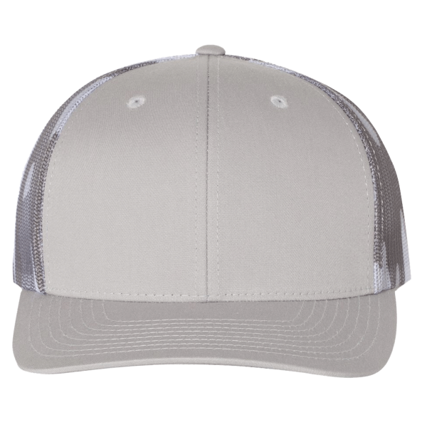 Richardson Printed Mesh Trucker Cap, Silver / Grey Camo, Front view