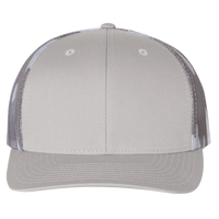 Richardson Printed Mesh Trucker Cap, Silver / Grey Camo, Front view