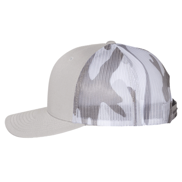 Richardson Printed Mesh Trucker Cap, Silver / Grey Camo, Left Side view