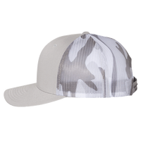 Richardson Printed Mesh Trucker Cap, Silver / Grey Camo, Left Side view