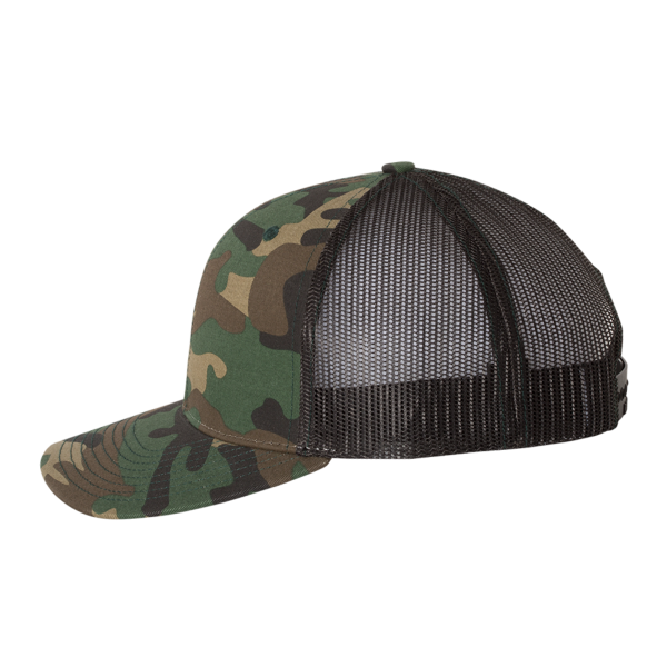 Richardson Printed Trucker Cap, Army Camo / Black / Black, Left Side view