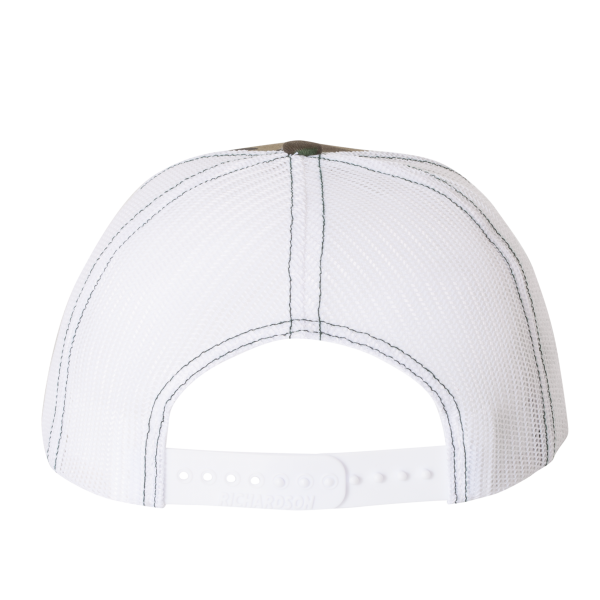 Richardson Printed Trucker Cap, Army Camo / White / White, Back view