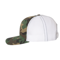 Richardson Printed Trucker Cap, Army Camo / White / White, Left Side view
