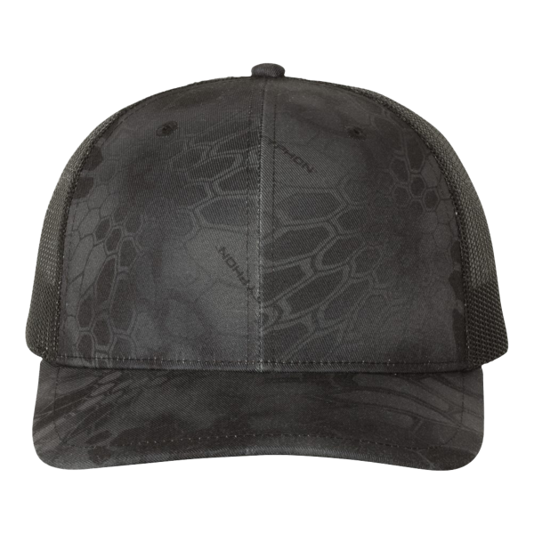 Richardson Printed Trucker Cap, Kryptek Typhon / Black / Black, Front view