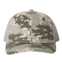 Richardson Printed Trucker Cap, Military Digital Camo / Light Green / Light Green, Front view
